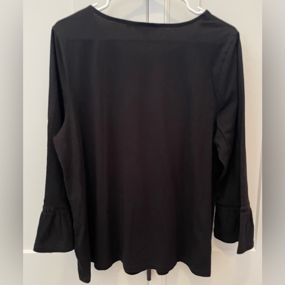 Boden black tee with long bell sleeves and small cut out detail size 16 - Picture 3 of 10